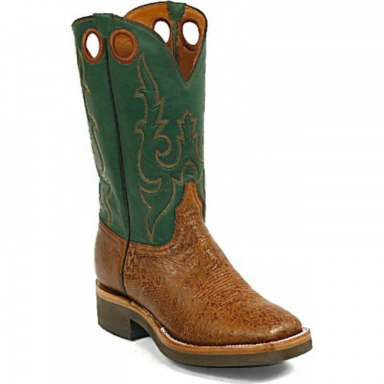 Black Unisex Jack Tony Stitch Smooth Ostrich Cowboy Boot
