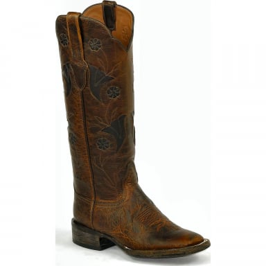 Black Unisex Jack KC Inlay Design 15 Tops Cowhide Western Cowboy Boot