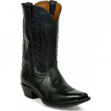 Black Jack Mens Terlingua Inlay Design Vienna Calf Western Cowboy Boot