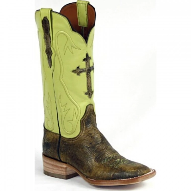 Black Jack Mens Shield Cross Inlay American Buffalo-Bison Cowboy Boot