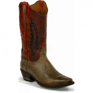Black Unisex Jack Terlingua Inlay Design Camel Leather Western Cowboy