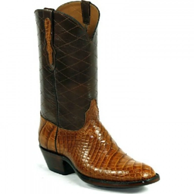 Black Unisex Jack Diamond Stitch Alligator Belly Cowboy Boot