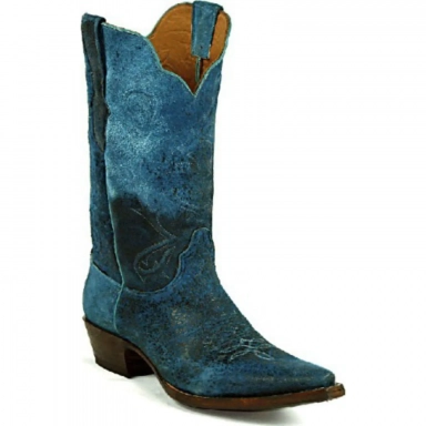 Black Unisex Jack Swirl Cording Lamb Skin Cowboy Boot