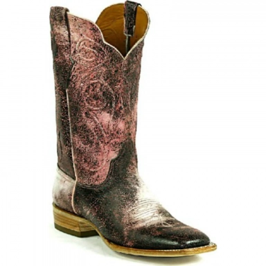 Black Unisex Jack Jay Cording Lamb Skin Cowboy Boot