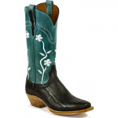 Black Unisex Jack Gardenia Embroidery Mahi Western Cowboy Boot