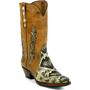 Black Unisex Jack Rattle Snake Triad Jackie Design Western Cowboy Boot