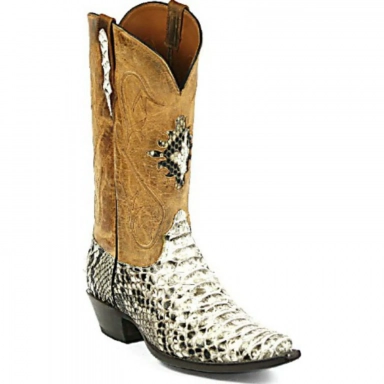 Black Unisex Jack Shield Inlay Python Snake Cowboy Boot