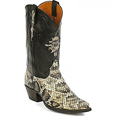 Black Unisex Jack Shield Inlay Rattle Snake Western Cowboy Boot