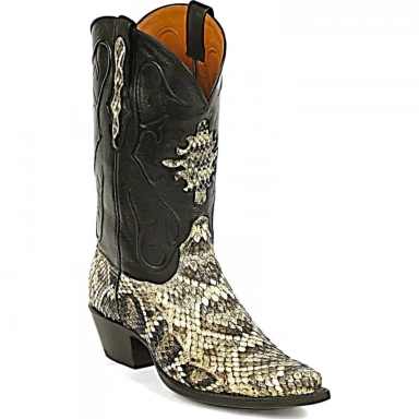 Black Unisex Jack Shield Inlay Rattle Snake Western Cowboy Boot