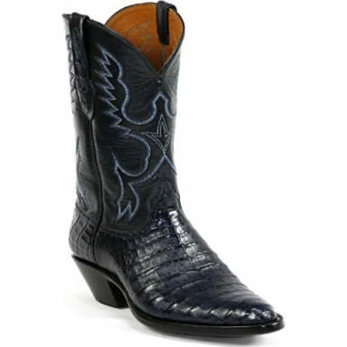 Black Unisex Jack Stitch 360 Caiman Crocodile Belly Cowboy Boot