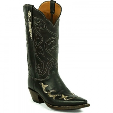 Black Unisex Jack Python Snake Classic Inlays On Vamp Swirl Cord Tops