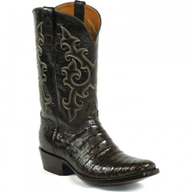 Black Unisex Jack Billy Stitch 2 Caiman Crocodile Belly Cowboy Boot