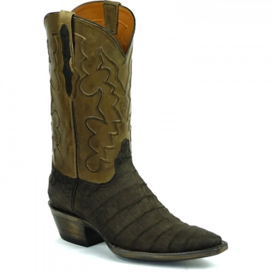 Black Unisex Jack Bastrop Cord Design Sueded Caiman Crocodile Belly