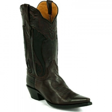 Black Unisex Jack Vintage Inlays Deer Cowboy Boot