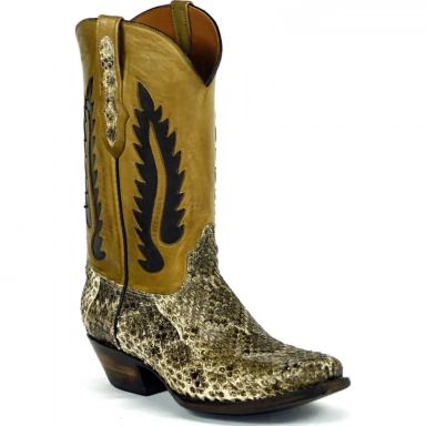 Black Jack Mens Terlingua Inlay Design Western Rattlesnake Cowboy Boot