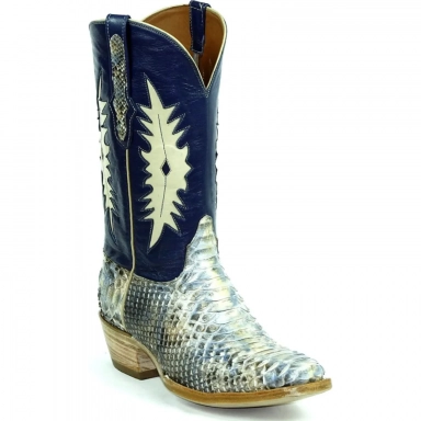 Black Unisex Jack Steffie Inlays in Goat Python Snake Western Cowboy