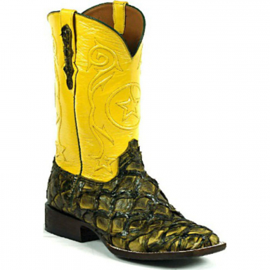 Black Jack Tri-Star Cord Pirarucu Fish Cowboy Boot 682