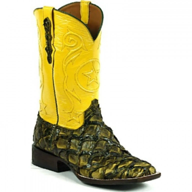 Black Unisex Jack Tri-Star Cord Pirarucu Fish Cowboy Boot