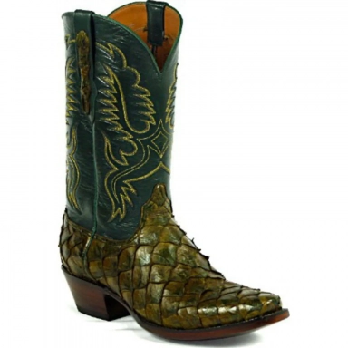 Black Unisex Jack Stitch 631 Pirarucu Fish Cowboy Boot