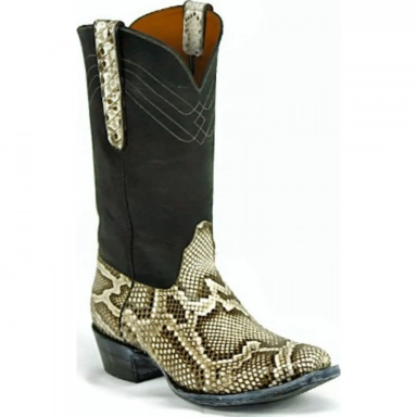 Black Jack Mens Tripple Diamond Colla Stitch Python Snake Cowboy Boot