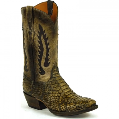 Black Unisex Jack Terlingua Inlay Design Python Snake Cowboy Boot