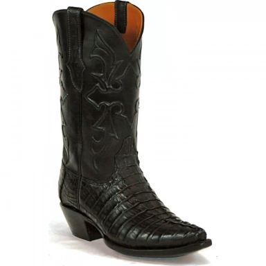 Black Unisex Jack Hueco Cord Caiman Crocodile Tail 7120-HUECO Cowboy