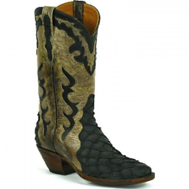 Black Unisex Jack Tribal Triad Inlays - Collar 6 Design Cowboy Boot