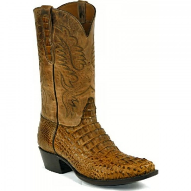 Black Unisex Jack Stitch 631 Caiman Crocodile Hornback Cowboy Boot