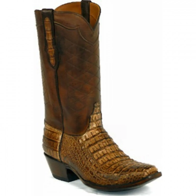 Black Unisex Jack Pecos Design Caiman Crocodile Hornback Cowboy Boot