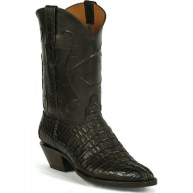 Black Unisex Jack Locust Cord Caiman Crocodile Tail Cowboy Boot