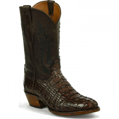 Black Unisex Jack Terlingua Inlays Caiman Tail Western Cowboy Boot