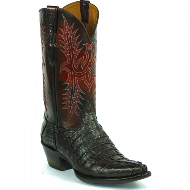 Black Unisex Jack Stitch 258 Caiman Crocodile Tail Cowboy Boot