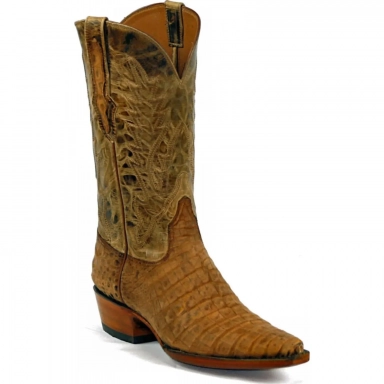 Black Unisex Jack Marfa Cord Sueded Caiman Crocodile Belly Cowboy Boot