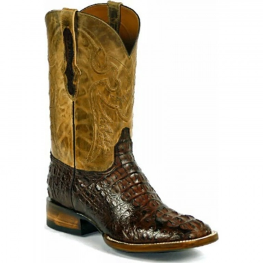 Black Unisex Jack Del Rio Cord Design Caiman Crocodile Hornback Cowboy