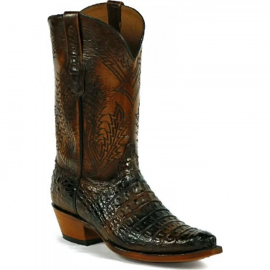 Black Unisex Jack Stitch 1200 Caiman Crocodile Hornback Cowboy Boot