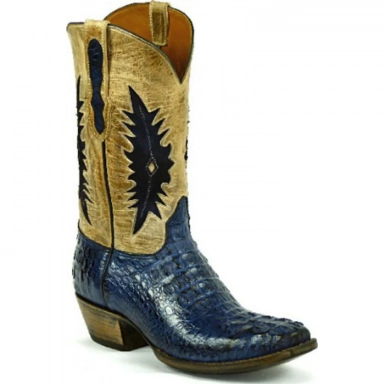 Black Unisex Jack Stefie Inlay Design Caiman Crocodile Hornback Cowboy