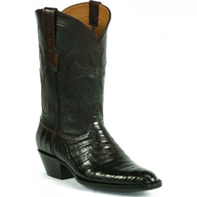 Black Unisex Jack Tulia Cord Design Caiman Crocodile Belly Cowboy Boot