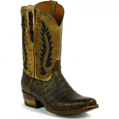 Black Unisex Jack Terlingua Inlays Caiman Crocodile Belly Cowboy Boot