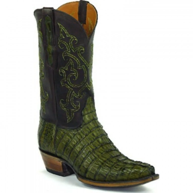 Black Unisex Jack Billy Stitch 2 Caiman Crocodile Tail Cowboy Boot