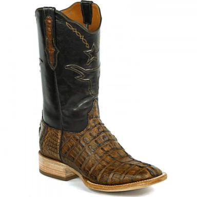 Black Unisex Jack Stars Steer Cord Design Caiman Crocodile Tail Cowboy