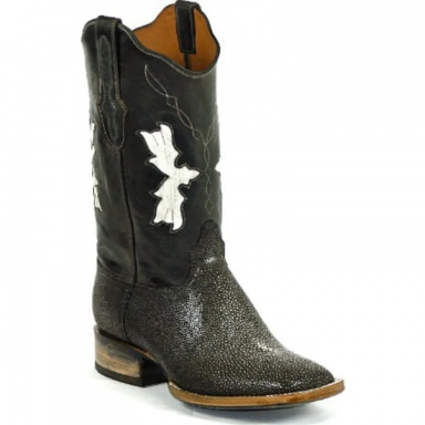 Black Unisex Jack Seguin Inlay Design Stingray Cowboy Boot