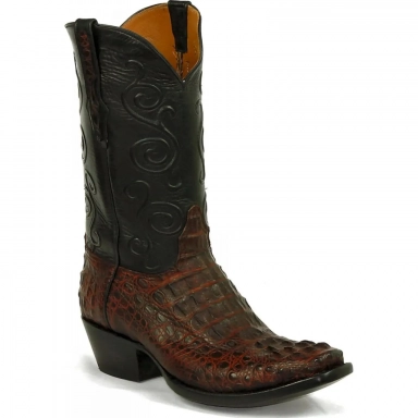 Black Unisex Jack Boerne Cord Caiman Hornback Western Cowboy Boot
