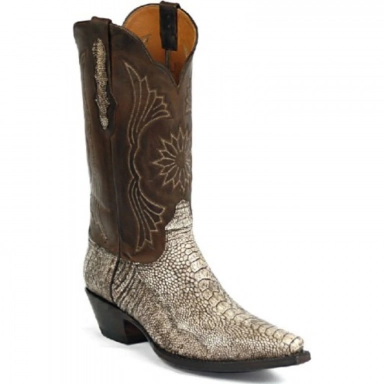 Black Unisex Jack Stitch M-344 Ostrich Leg Cowboy Boot