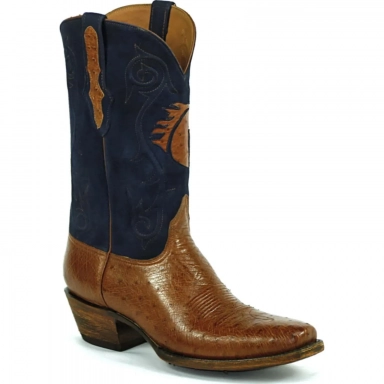 Black Unisex Jack Yearling Inlay Design Smooth Ostrich Cowboy Boot