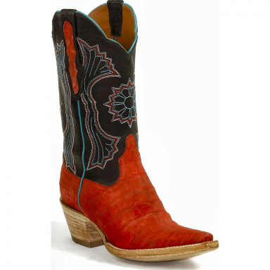 Black Unisex Jack Stitch M-344 Sueded Caiman Belly Western Cowboy Boot