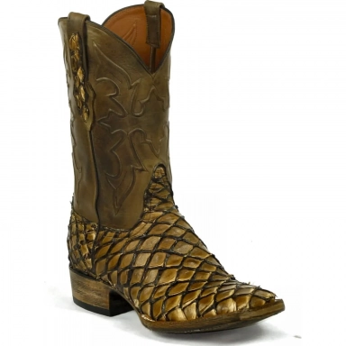 Black Jack Mens Hueco Cord Inverted Pirarucu Fish Western Cowboy Boot