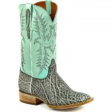 Black Unisex Jack Stitch 258 Full Quill Ostrich Cowboy Boot