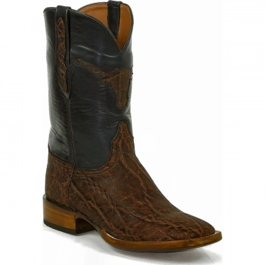 Black Unisex Jack Longhorn Inlay Elephant Western Cowboy Boot