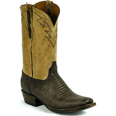 Black Unisex Jack Tribal Ii Collar Stitch Teju-Ring Lizard Cowboy Boot