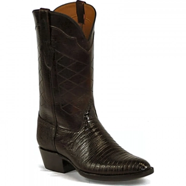 Black Unisex Jack Pecos Design Teju-Ring Lizard Cowboy Boot